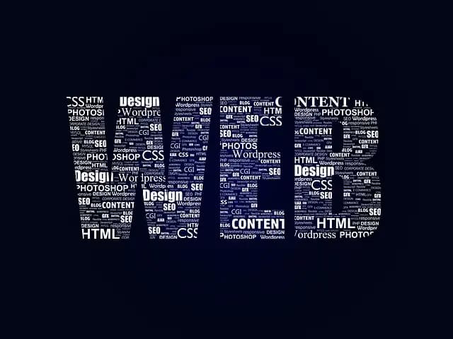 W E B letters made of other words connected to web-development